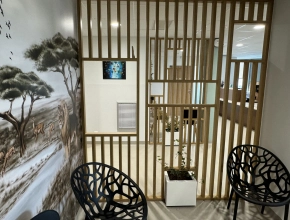 Tableau végétal stabilisé pour une salle d'attente médicale